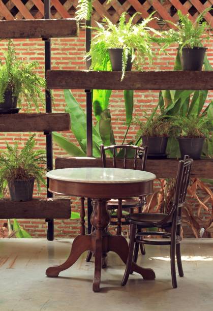istock Black chair in the garden 878768886