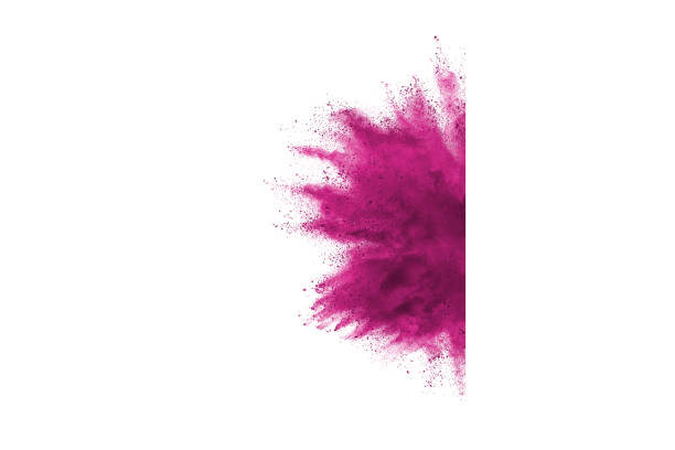 Freeze motion of colored powder explosions isolated on white background