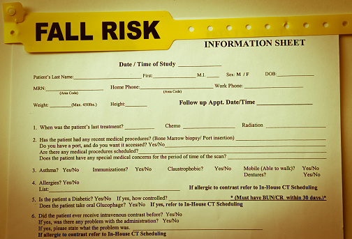 Printable Fall Risk Bank Fall Risk Paperwork Stock Photo - Download Image Now - Bracelet ...