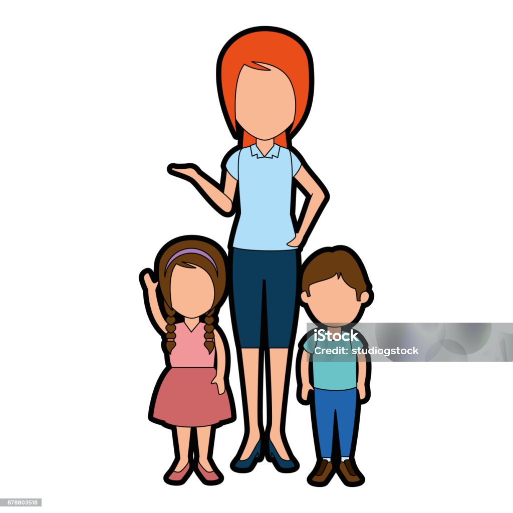 Perempuan Guru Yang Cantik Dengan Karakter Avatar Siswa Ilustrasi Stok