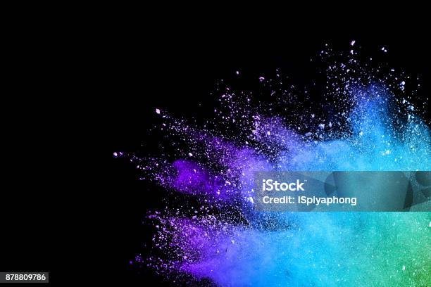 Splash Of Colorful Powder Over Black Background Stock Photo - Download Image Now - Colors, Color Image, Exploding