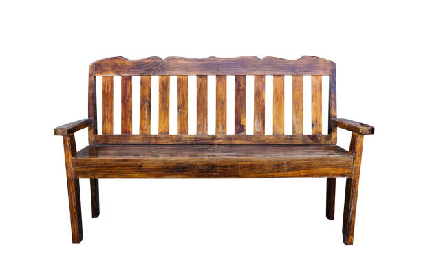 istock Isolated vintage wooden bench on white with clipping path 878812126