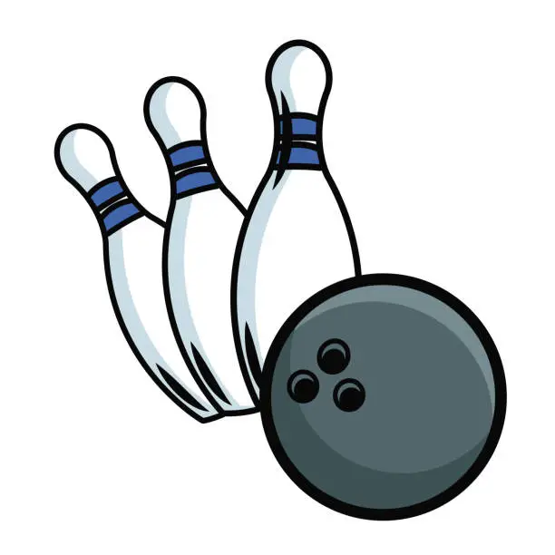 Vector illustration of Bowling ball and pins pop art