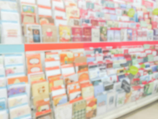 istock Blurred Christmas cards display at retail store in America 878820172
