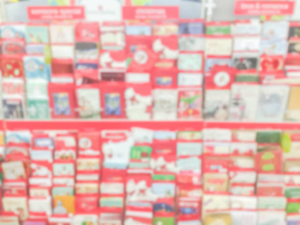 istock Blurred Christmas cards display at retail store in America 878820346