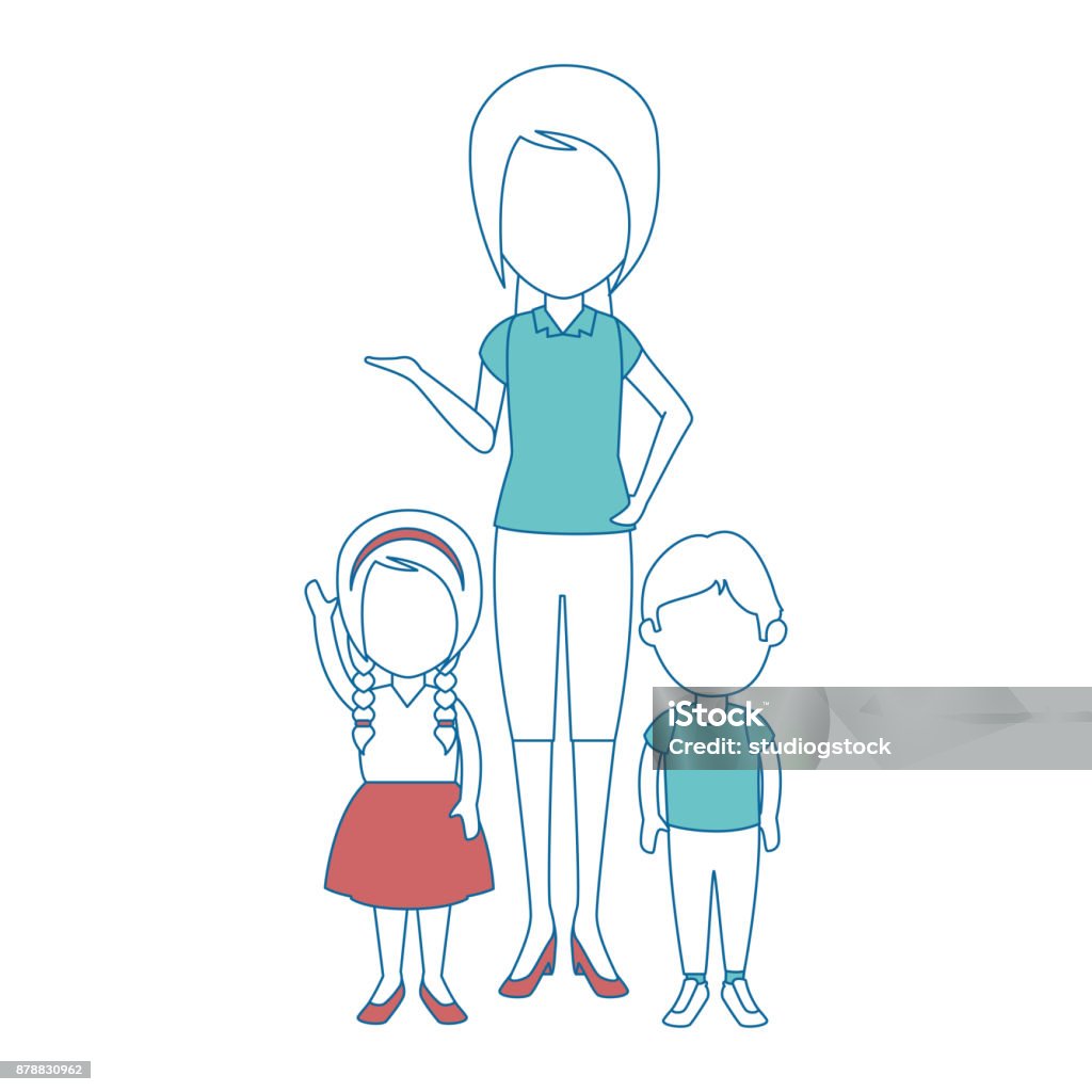 Perempuan Guru Yang Cantik Dengan Karakter Avatar Siswa Ilustrasi Stok