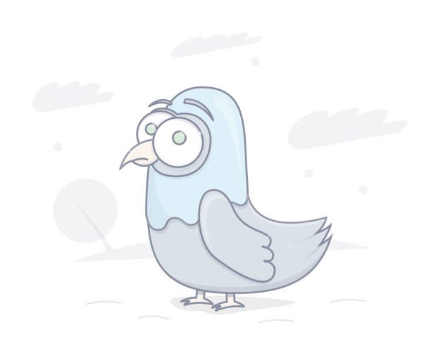 istock Funny pigeon. Stupid look. Cartoon character vector illustration 878837650