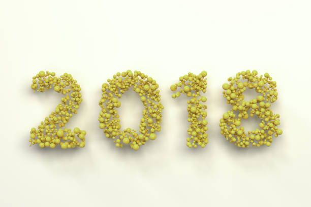 istock 2018 number from yellow balls on white background 878843994