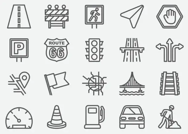Vector illustration of Traffic Line Icons