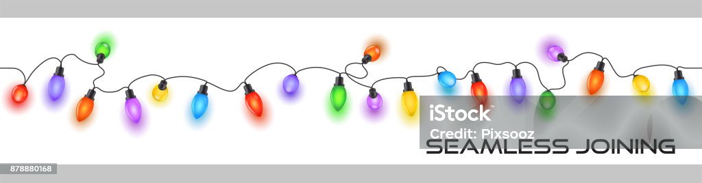 Brillante fiesta luces Navidad con una decoración de cable multicolor - arte vectorial de Luz de Navidad libre de derechos
