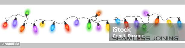 閃閃發光喜慶聖誕童話般的燈光電纜裝飾多彩多姿向量圖形及更多聖誕燈圖片 - 聖誕燈, 聖誕節, 渡假