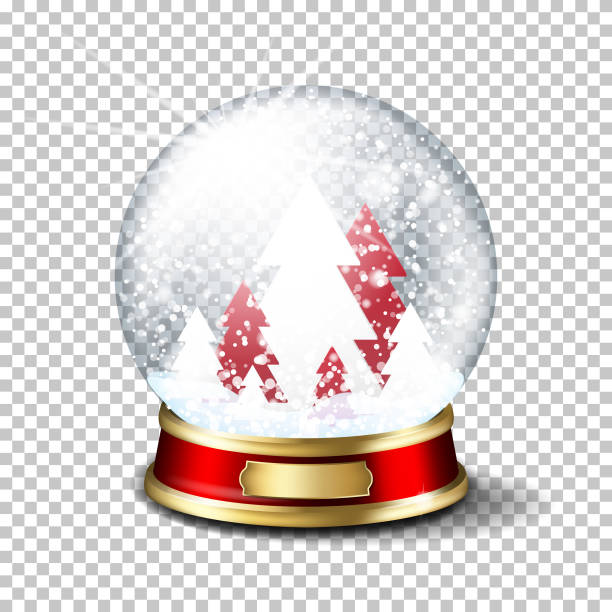 ilustraciones, imágenes clip art, dibujos animados e iconos de stock de realista navidad nieve globo de cristal, aislado. - snow globe dome glass transparent