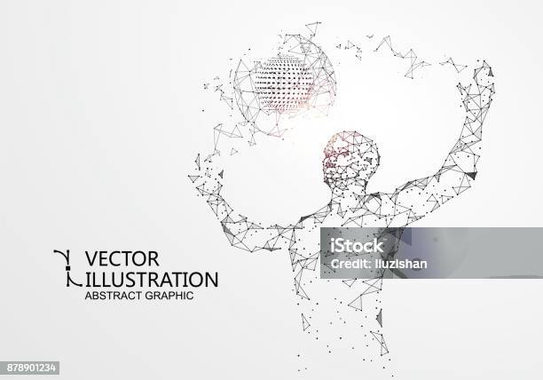 Lines Connected To People Symbolizing The Meaning Of Artificial Intelligence Stock Illustration - Download Image Now