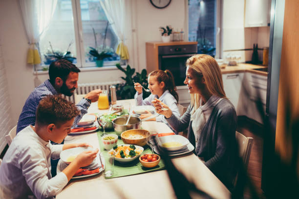 istock Family On Weekend Luch At Home 878909590