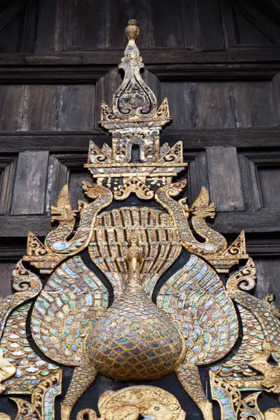 Photo of Exterior architectural details of the temple. Chiang Mai, Thailand