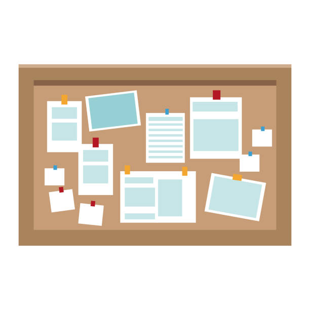 Office cork board Office cork board icon vector illustration graphic design bulletin board stock illustrations