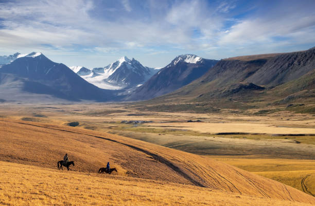 paisagem da montanha, no cazaquistão, perto da cidade de almaty - grass area hill sky mountain range - fotografias e filmes do acervo