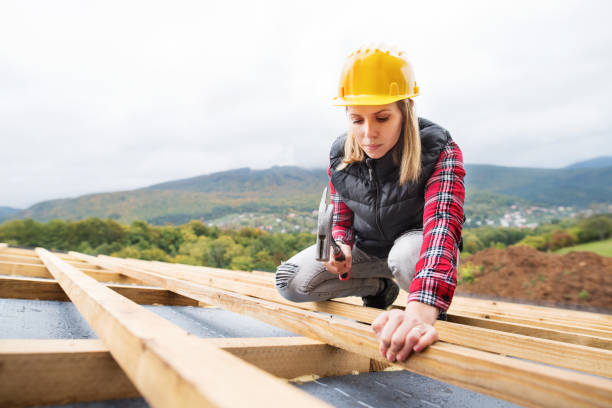istock Young woman worker on the construction site. 878964270