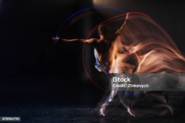 Nice Handsome Man Being Focused On The Dance Stock Photo - Download Image Now - Dancing, Motion, Moving Activity