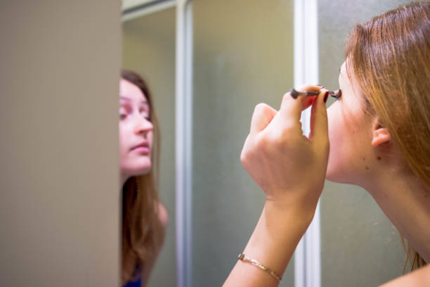 istock Woman applying eyeshadow on her eyes 878973234