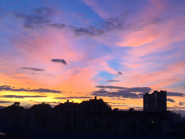 istock Silhouette Skyline Against Cloudy Sky at Sunset 878981452