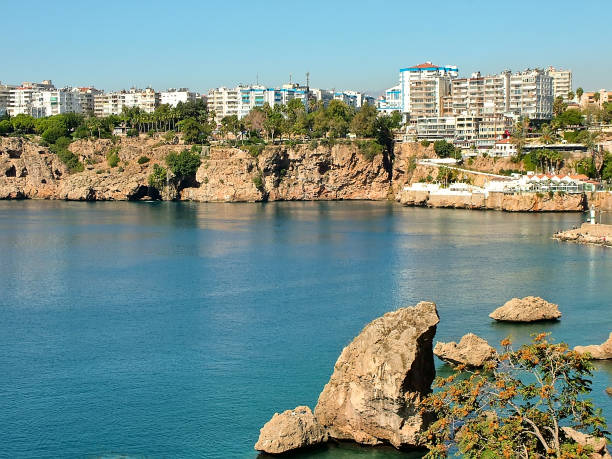 View of the modern Konyaalti district in Antalya from the park Karaalioglu, Turkey