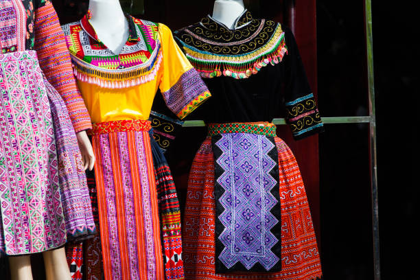 istock handmade clothes with Hmong ethnic patterns. Hmong are an ethnic group from the mountain regions of China, Vietnam, and Thailand. 879008848