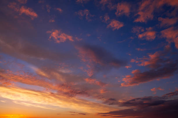 istock Fiery, orange and red colors sunset sky. Beautiful background 879016136