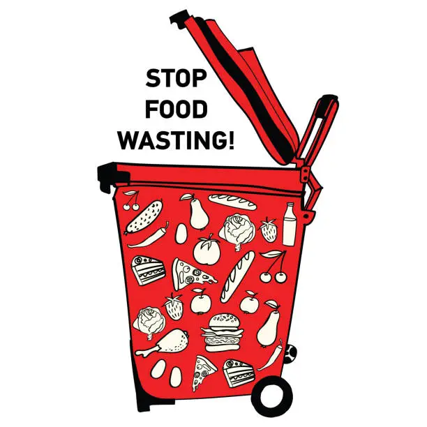 Vector illustration of food wasting poster