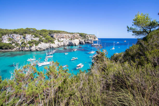 istock Boats and yachts on Macarella beach, Menorca, Spain 879020876