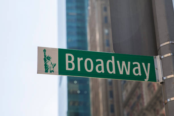 istock Street sign on Broadway on bright day 879025206