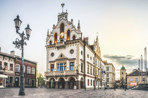 Historic city hall in the center of RzeszÃ³w, Podkarpackie, Poland