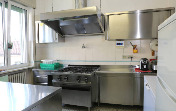 istock industrial kitchen with stainless steel cookers 879041132