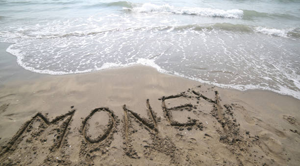 istock text MONEY on the sand and wave that is erasing the word symbol 879043984