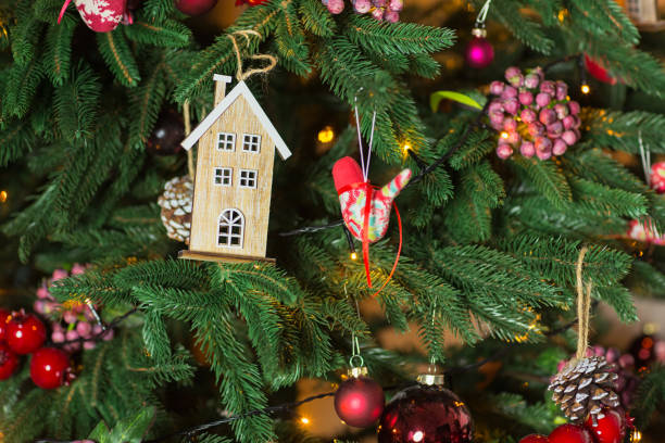 istock Christmas tree and Christmas and New Year decorations 879044040