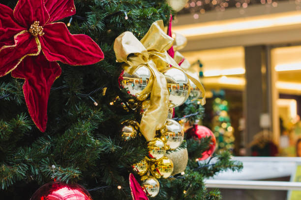 istock decorated Christmas tree in shopping center 879044172