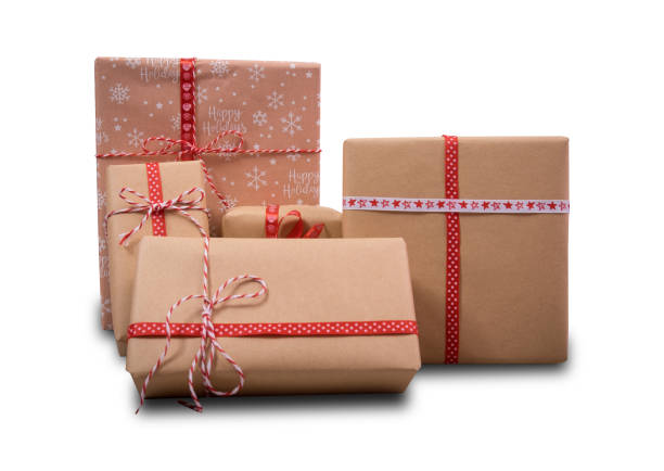 Christmas gifts isolated stock photo