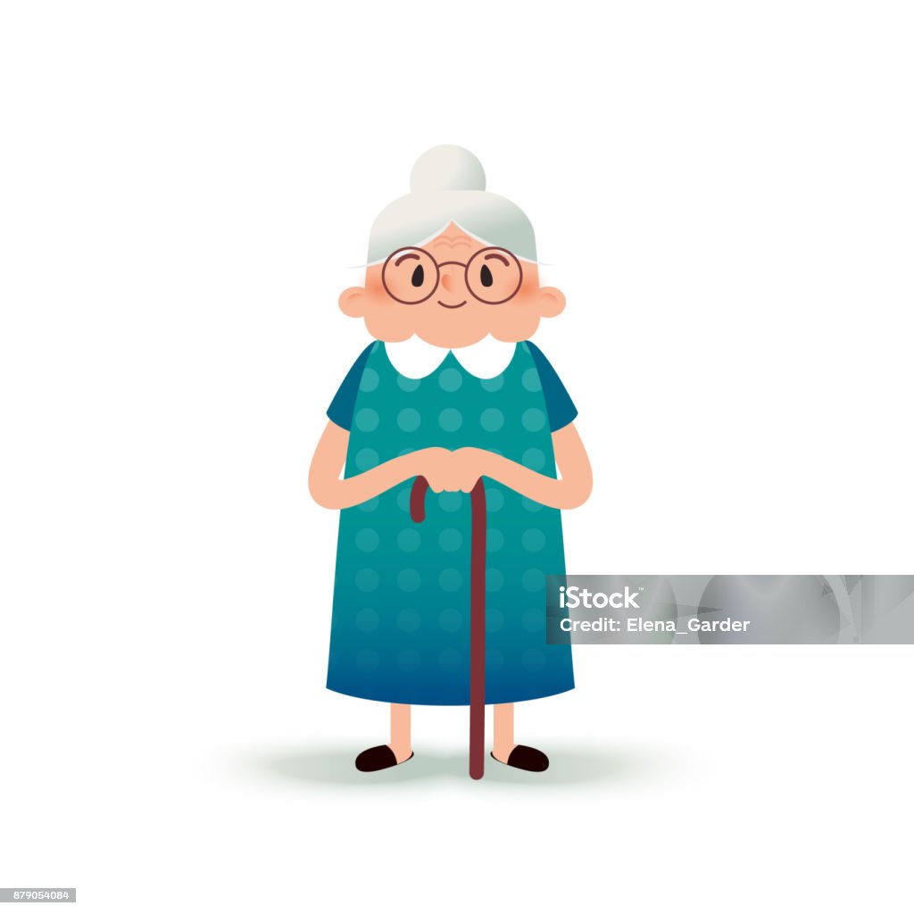 Ilustración de Abuela Feliz De Dibujos Animados Con Un Bastón Mujer Con  Gafas Dibujo Plano Sobre Fondo Blanco Abuela Graciosa y más Vectores Libres  de Derechos de Adulto - iStock