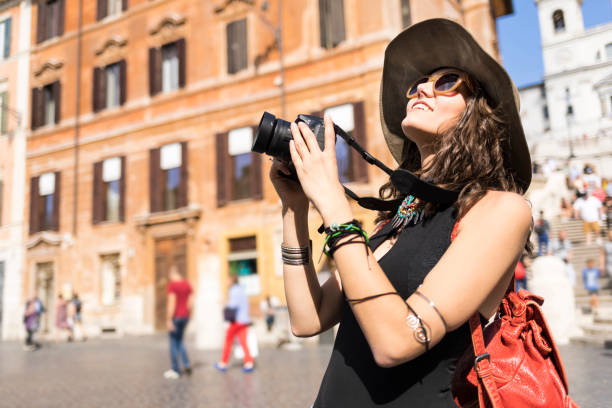 istock Woman taking pictures on Piazza di Spagna 879058436