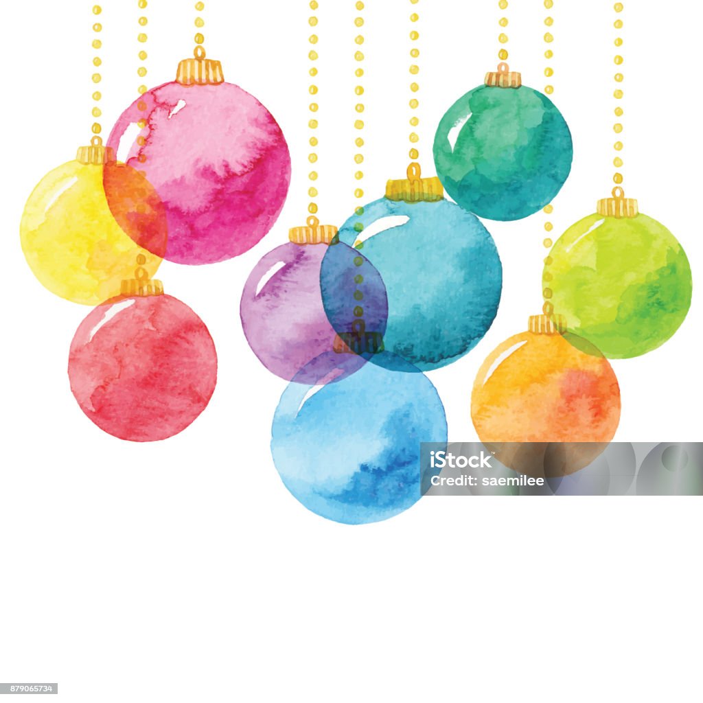 Holiday Background With Watercolor Christmas Balls Vector illustration of watercolor painting. Christmas stock vector