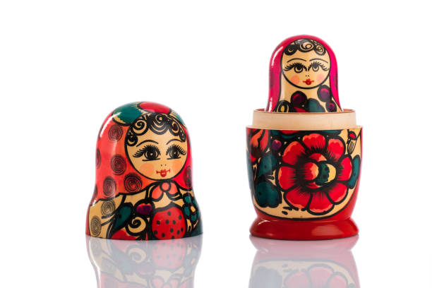 Matrioshka or babushkas dolls on a white background
