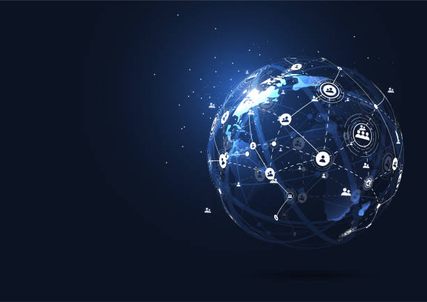 istock Global network connection. World map point and line composition concept of global business. Vector Illustration 879069682