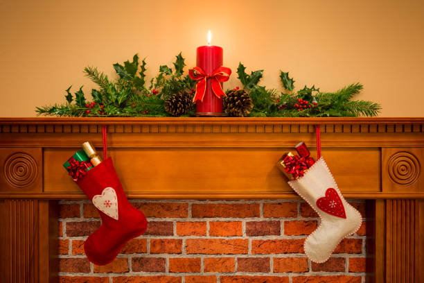 istock Christmas stockings hanging on the fireplace 879069758