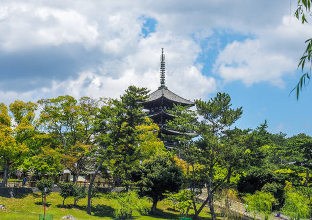 Five-storied pagoda stock photo