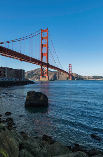 istock Rock in the sea with Golden Gate Bridge 879086616