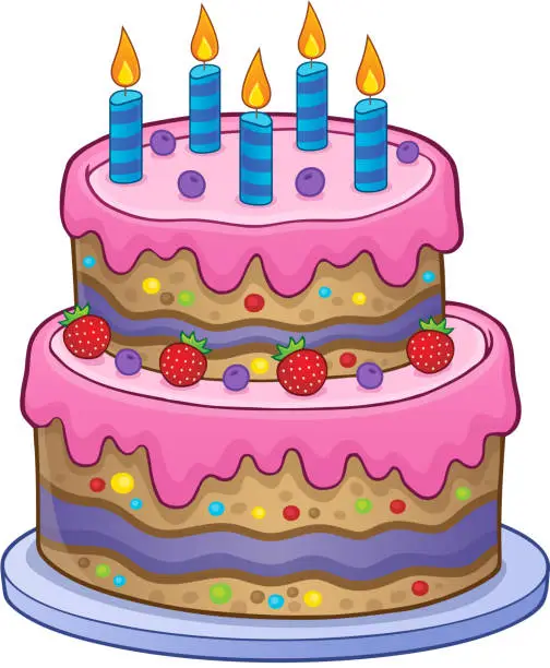 Vector illustration of Birthday cake with 5 candles