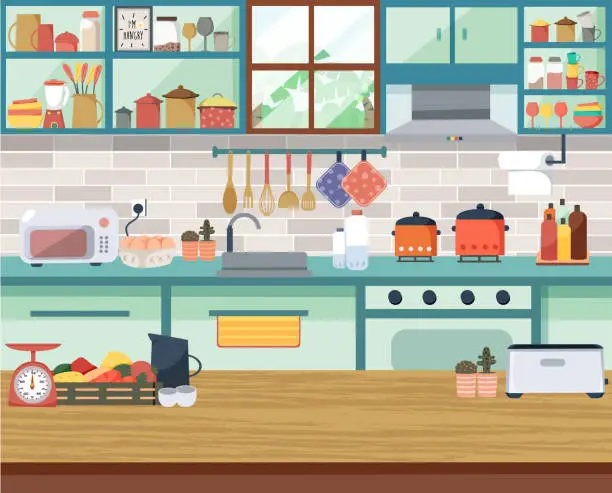 Vector illustration of modern kitchen background