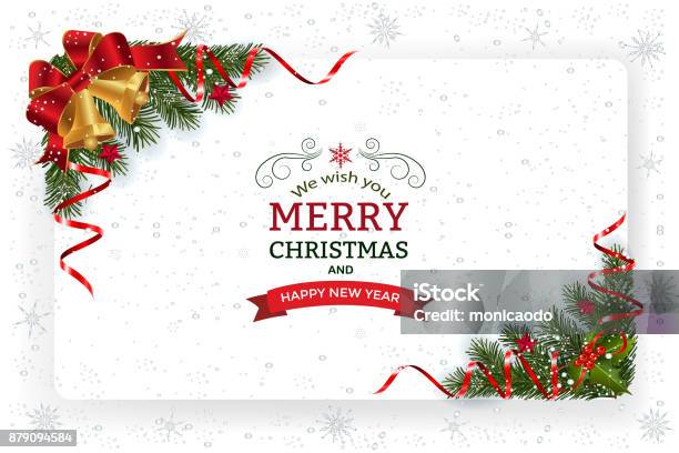 Christmas And New Year Greeting Card Stock Illustration - Download Image Now - Christmas, Christmas Decoration, Border - Frame