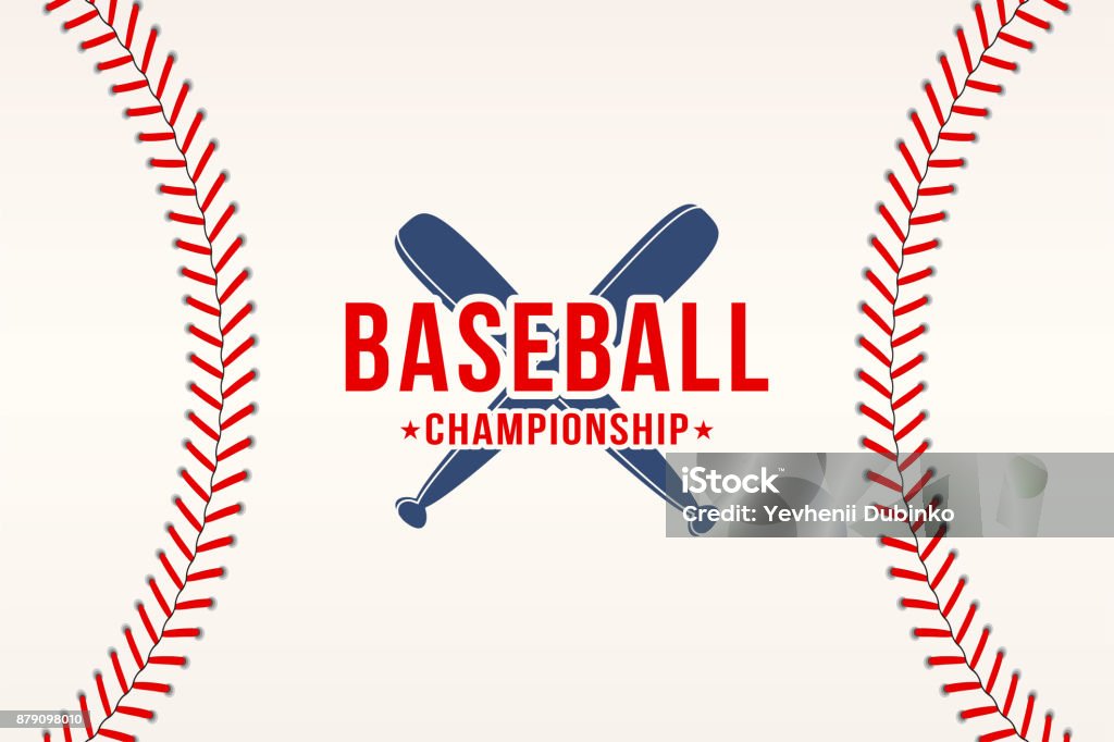 Baseball background. Baseball ball laces, stitches texture with bats. Sport club symbol, poster design Baseball background. Baseball ball laces, stitches texture with bats. Sport club symbol, poster design. Vector Baseball - Ball stock vector