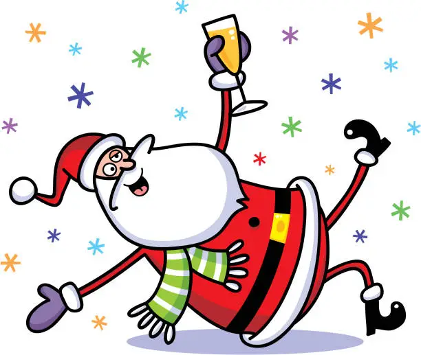 Vector illustration of Drunk Santa Claus
